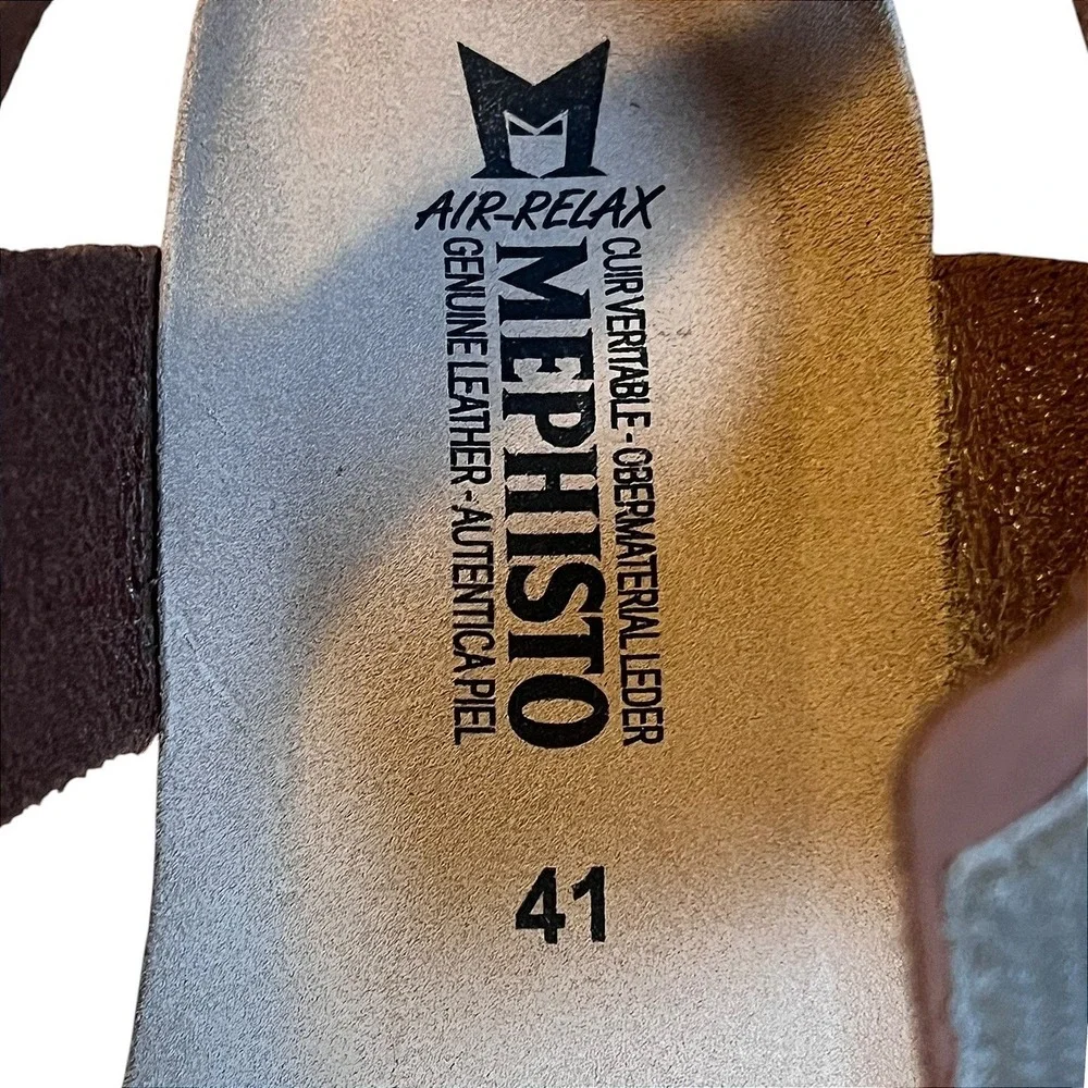 Mephisto Air-Relax Brown Leather Cork Wedge Buckle Sandals EU 41 Portugal *FLAW* - Picture 12 of 16